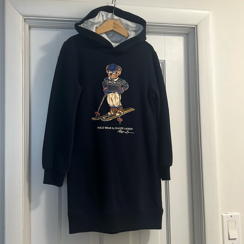 Polo Ralph Lauren Girls' Polo Bear Fleece Hoodie Dress - New No Tag,